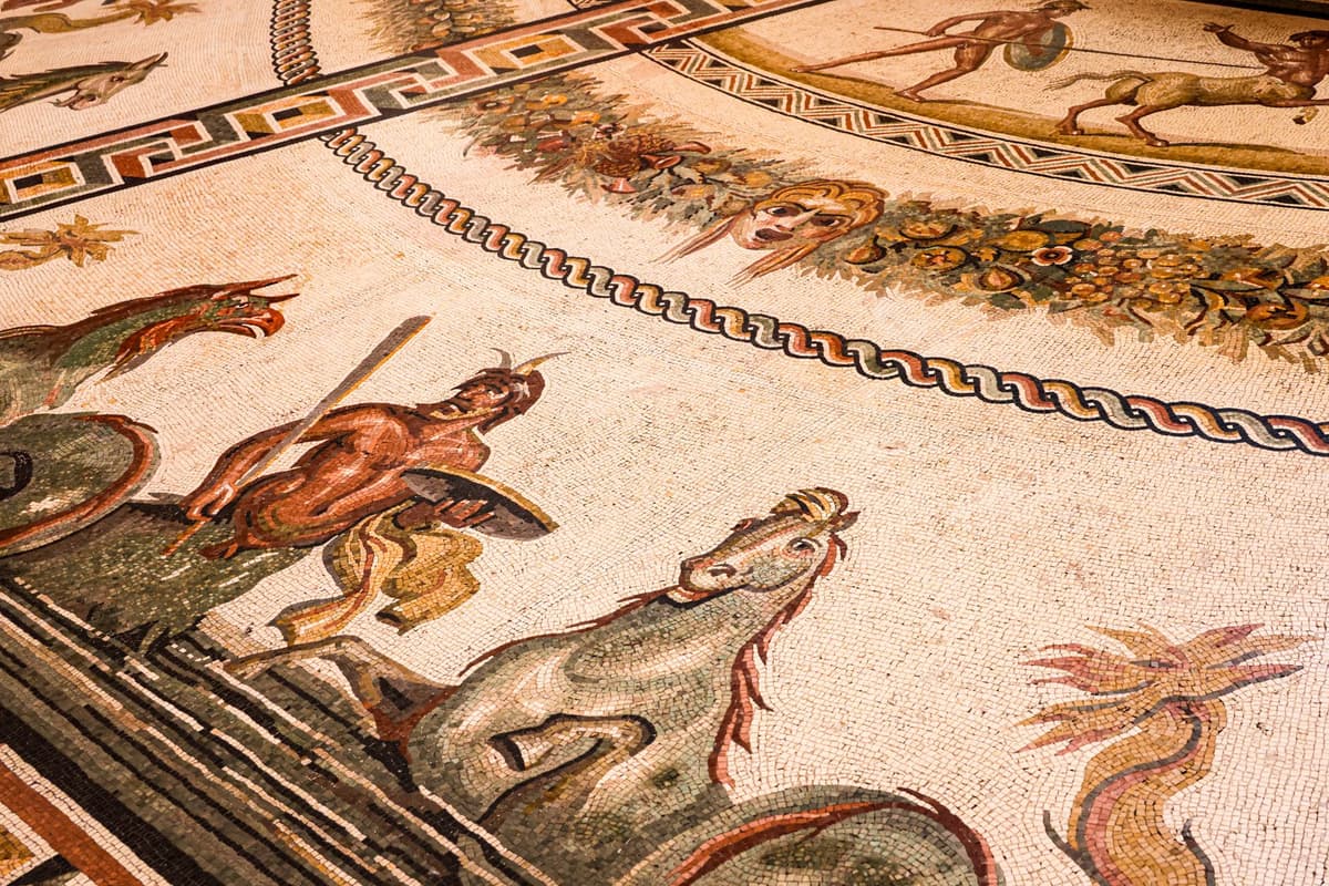Mosaïque romaine de la Villa Romana del Casale, à Piazza Armerina